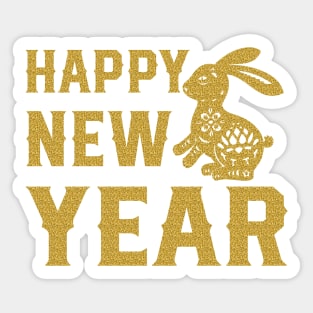Golden Rabbit Happy New Year Sticker